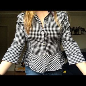 Cute Gingham Peplum Ralph Lauren Button Down, Size 12